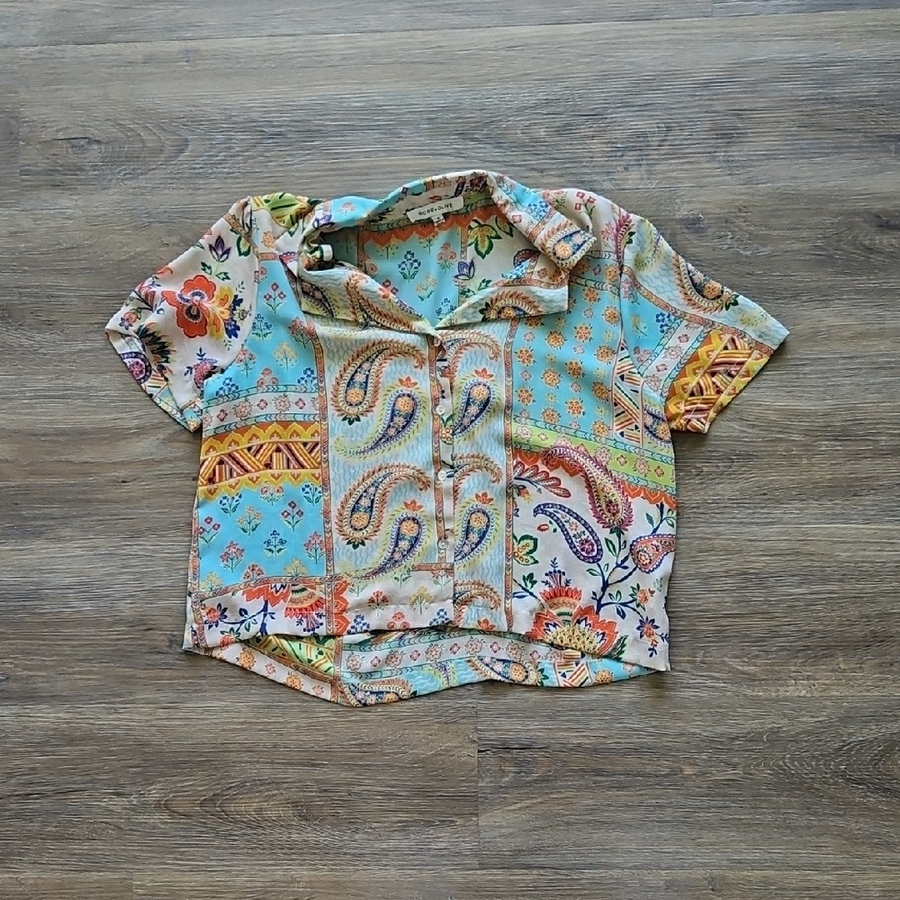 Rose & Olive Multicolor Paisley Blouse